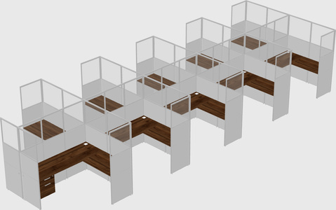 Shared l-shaped cubicle
