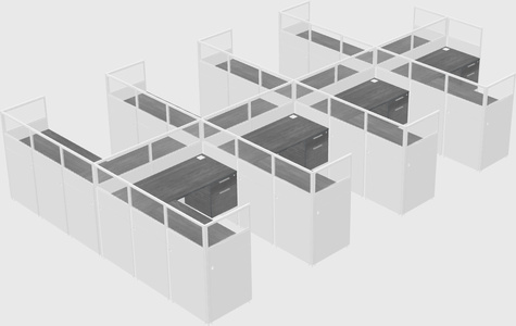 Shared l-shaped cubicle