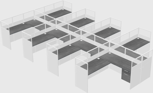 Shared l-shaped cubicle