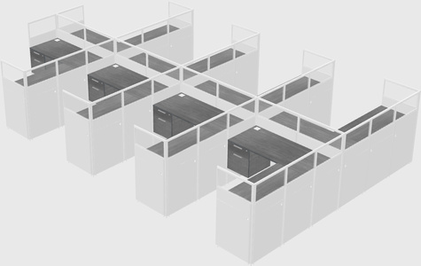 Shared l-shaped cubicle