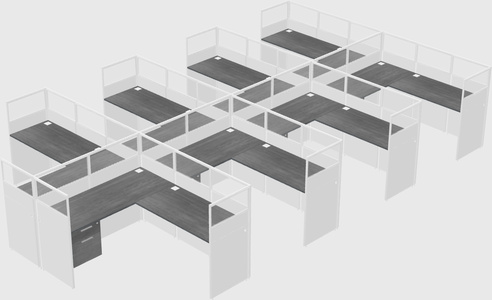 Shared l-shaped cubicle