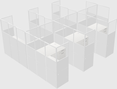 Shared l-shaped cubicle