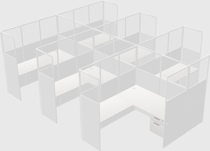 Shared l-shaped cubicle