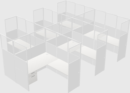 Shared l-shaped cubicle