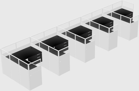 Shared l-shaped cubicle