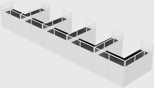 Shared l-shaped cubicle
