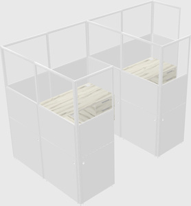 Shared l-shaped cubicle