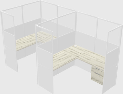 Shared l-shaped cubicle