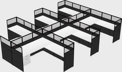 Shared l-shaped cubicle