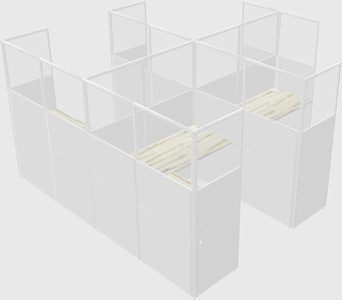 Shared l-shaped cubicle