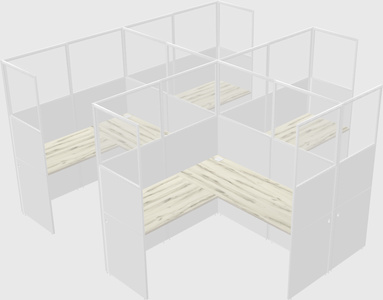 Shared l-shaped cubicle