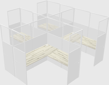 Shared l-shaped cubicle