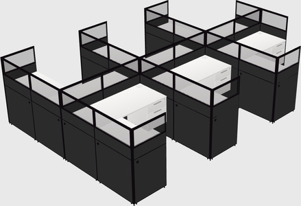 Shared l-shaped cubicle