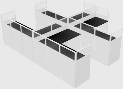 Shared l-shaped cubicle