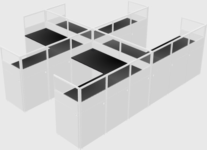 Shared l-shaped cubicle