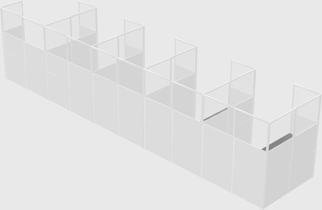 Shared l-shaped cubicle