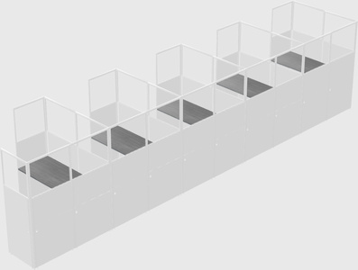 Shared l-shaped cubicle