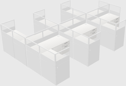Shared l-shaped cubicle