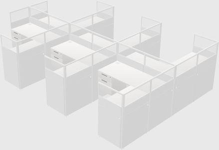 Shared l-shaped cubicle