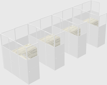 Shared l-shaped cubicle