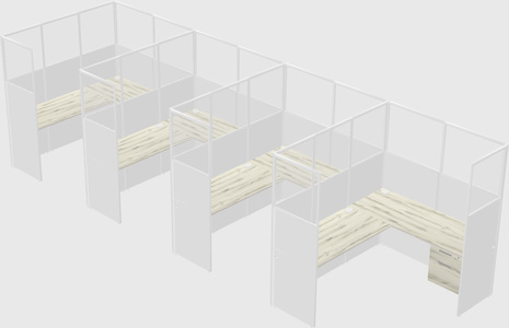 Shared l-shaped cubicle
