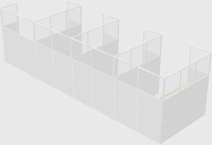 Shared l-shaped cubicle