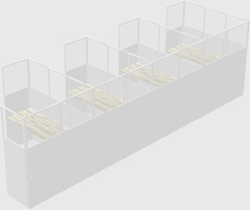 Shared l-shaped cubicle