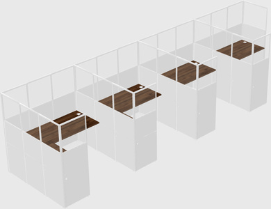 Shared l-shaped cubicle