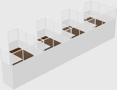Shared l-shaped cubicle