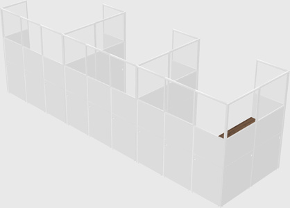 Shared l-shaped cubicle