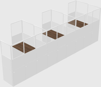 Shared l-shaped cubicle