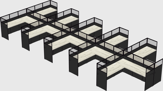 Shared l-shaped cubicle