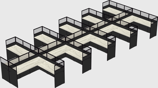 Shared l-shaped cubicle