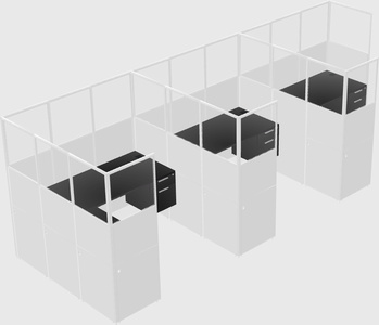 Shared l-shaped cubicle