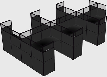 Shared l-shaped cubicle