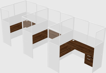 Shared l-shaped cubicle