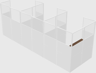 Shared l-shaped cubicle