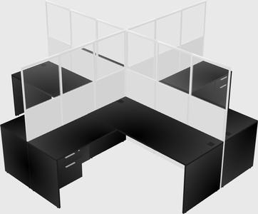 Shared l-shaped cubicles