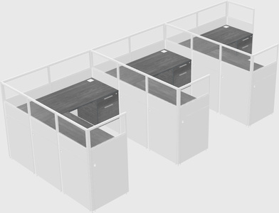 Shared l-shaped cubicle