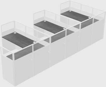 Shared l-shaped cubicle