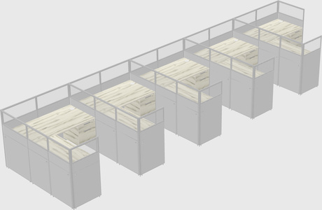 Shared l-shaped cubicle