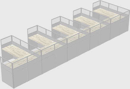 Shared l-shaped cubicle