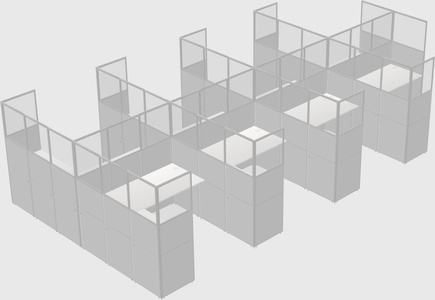 Shared l-shaped cubicle