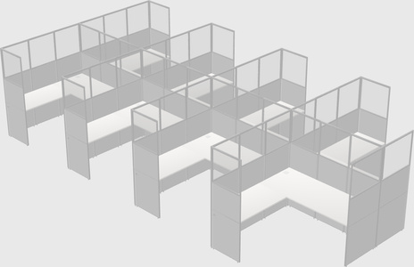 Shared l-shaped cubicle