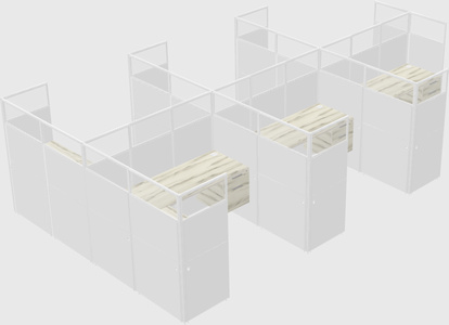 Shared l-shaped cubicle