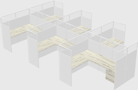 Shared l-shaped cubicle