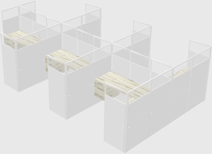 Shared l-shaped cubicle