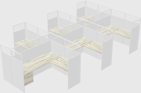 Shared l-shaped cubicle