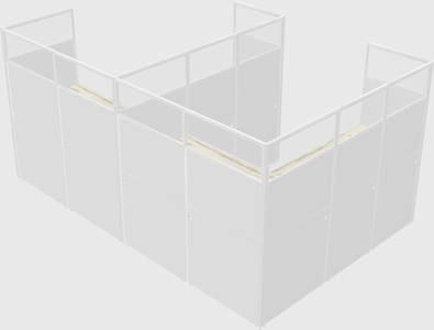 Shared l-shaped cubicle