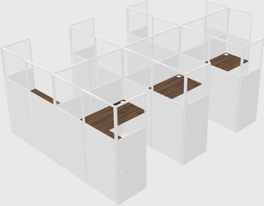 Shared l-shaped cubicle